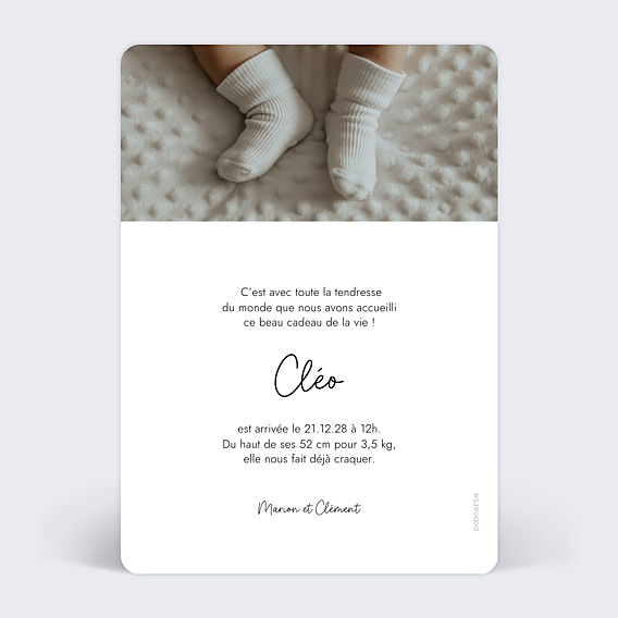 Faire-part Naissance Certificat Vertical