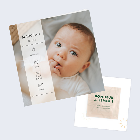 Faire part naissance Bébé d'amour Graines Après 1
