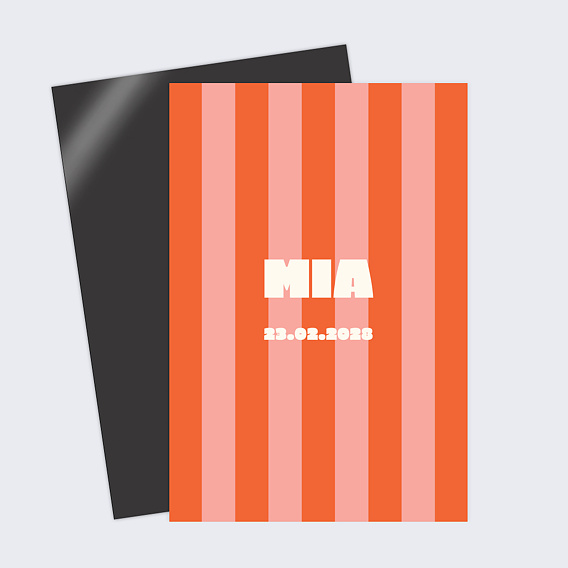 Faire part naissance Rayure abricot et rose