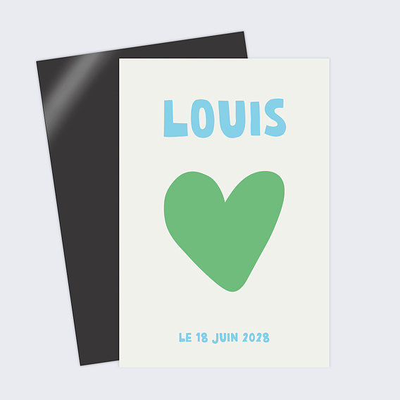 Faire part naissance Cœur iconique vert