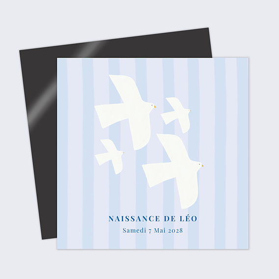 Faire part naissance Colombes minimalistes