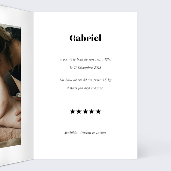 Faire part naissance Grande affiche Intérieur Droit