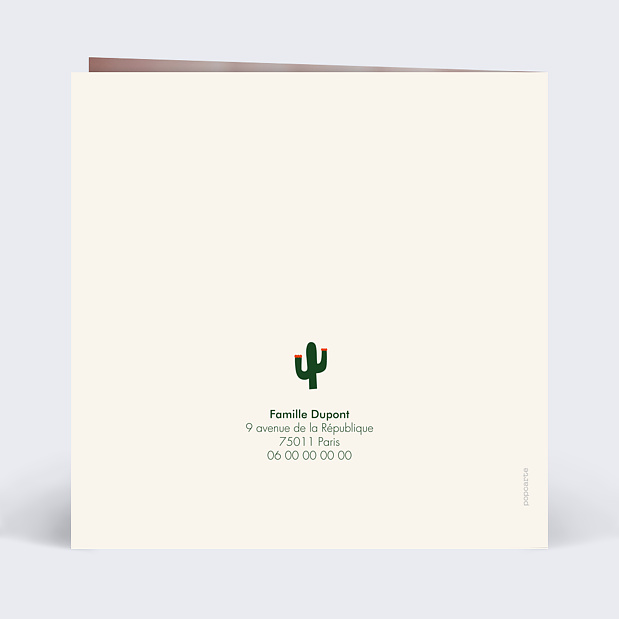 Faire-part Naissance Motif Dinosaure Verso
