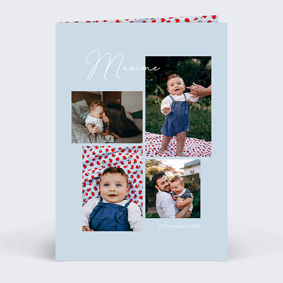 Faire part naissance Collage Bleu