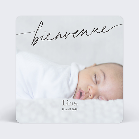 Faire part naissance Bienvenue noir