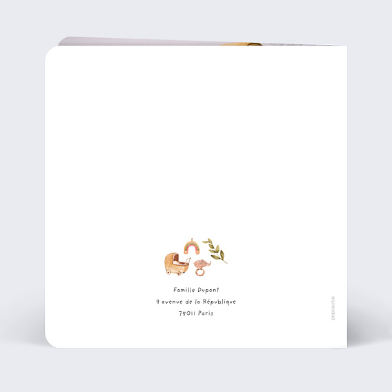 Faire part naissance Douceur Verso