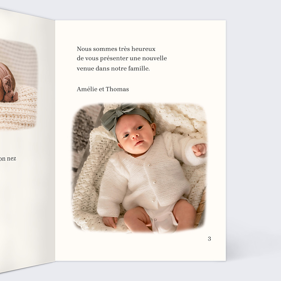 Faire part naissance Livre jeunesse Intérieur Droit