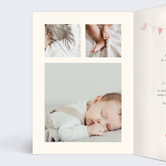 Faire part naissance Berceau de Princesse Intérieur Gauche