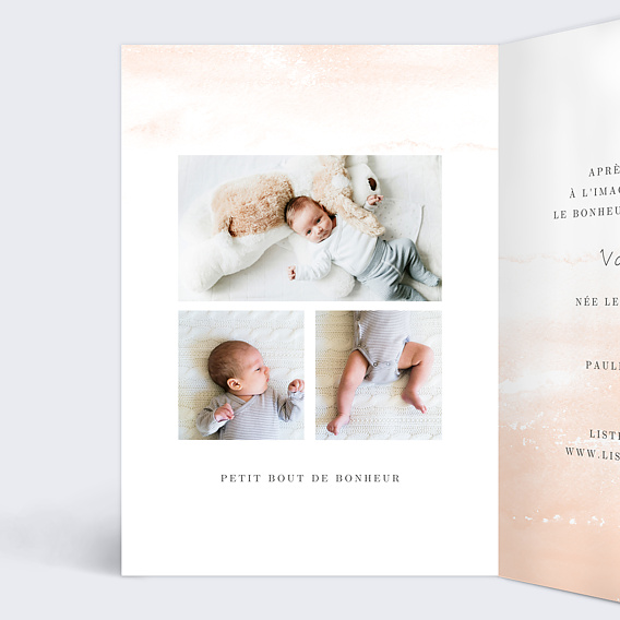 Faire part naissance Brume Intérieur Gauche