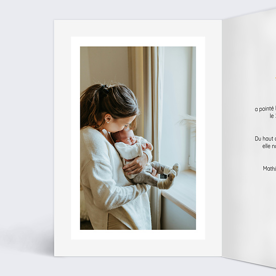 Faire part naissance Cadeau photo Intérieur Gauche