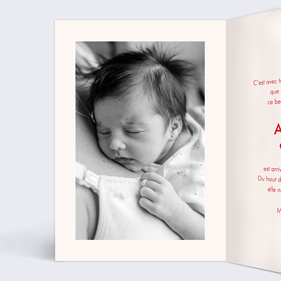 Faire part naissance Coeurs Intérieur Gauche