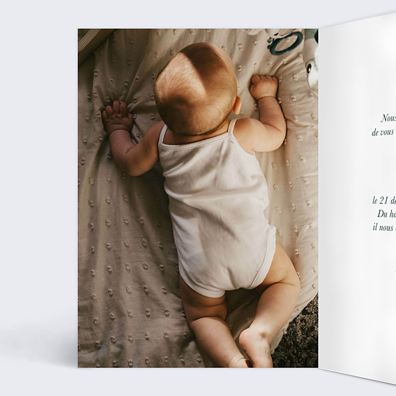 Faire part naissance Crayon Blanc Photo Intérieur Gauche