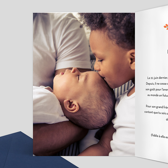 Faire part naissance Floraison Intérieur Gauche