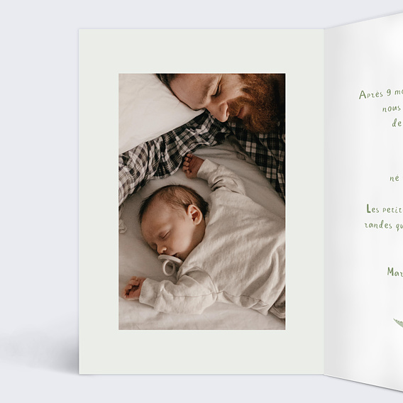 Faire part naissance Petit Dinosaure Intérieur Gauche