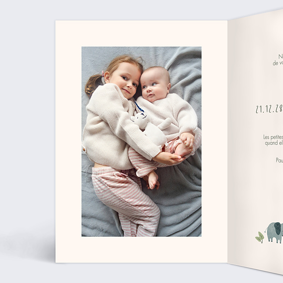 Faire part naissance Petite Jungle Intérieur Gauche