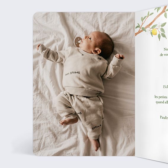 Faire part naissance Petits Vêtements Intérieur Gauche