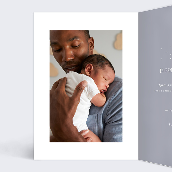 Faire part naissance Polaroïd Lilas Intérieur Gauche