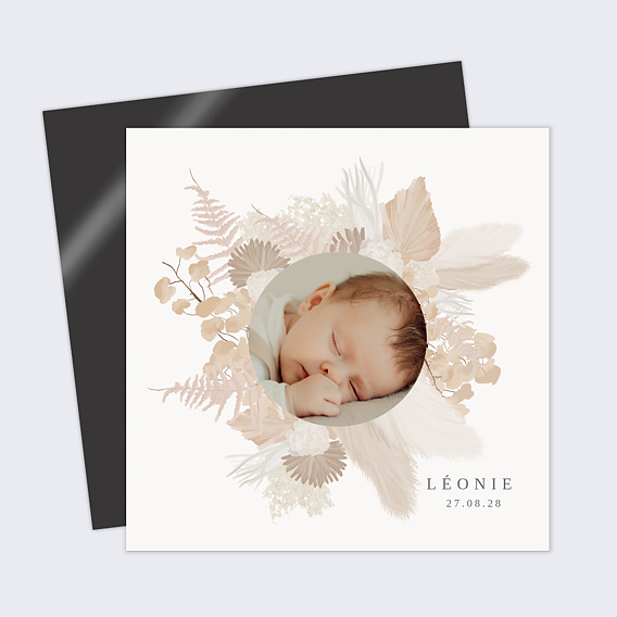 Faire part naissance Bohème rosé