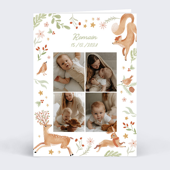 Faire part naissance Forêt de Noël