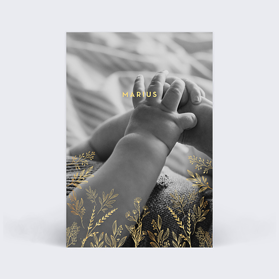 Faire part naissance Fleurs Ocre