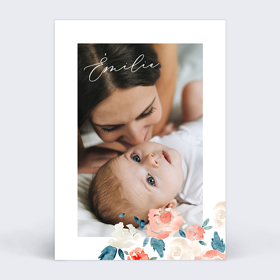 Faire part naissance Envolée Florale Recto