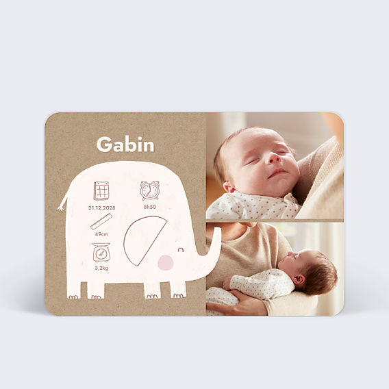 Faire-part Naissance Certificat Éléphant
