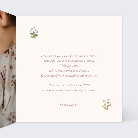 Faire part naissance Princesse Pastel Intérieur Droit