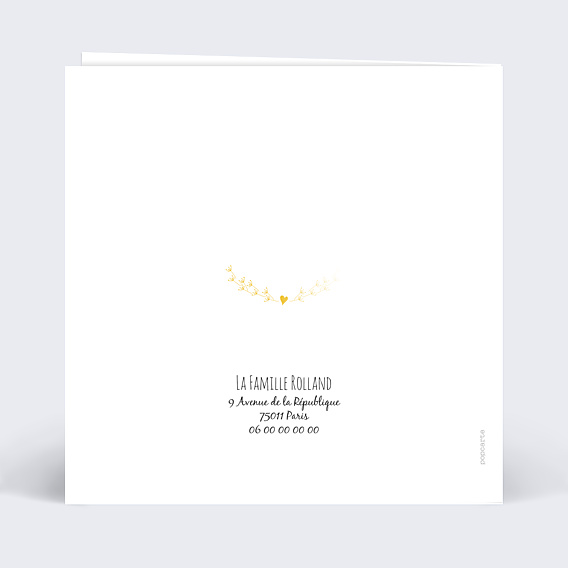 Faire-part Naissance Dorure Joli Coeur