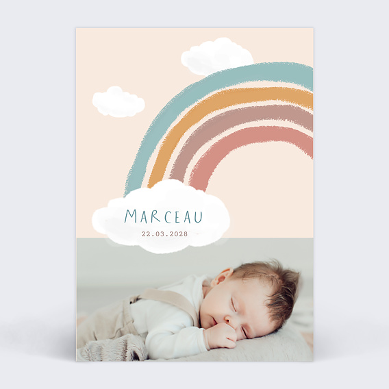 Faire part naissance Nuage Arc-en-ciel Recto