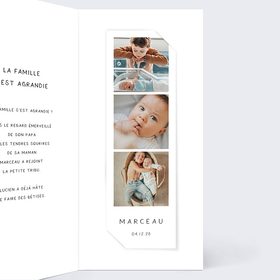 Faire part naissance Bébé d'Amour Intérieur Droit