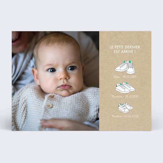 Faire part naissance Baskets Originales Recto
