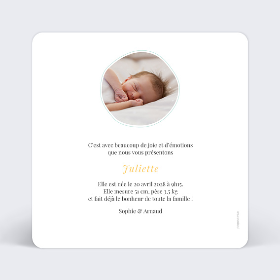 Faire part naissance Baby Elephant Verso