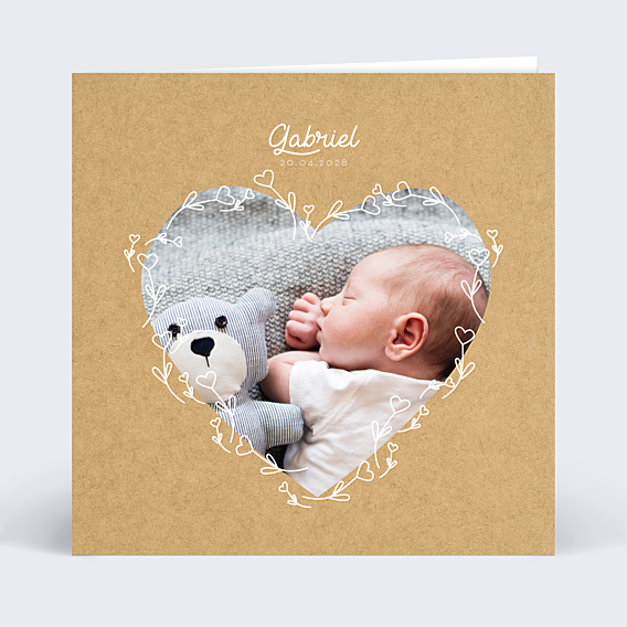 Faire-part Naissance Coeur Fleuri