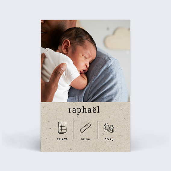 Faire-part Naissance Pictos Noisette