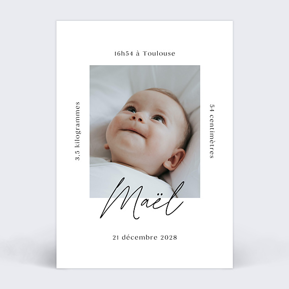 Faire part naissance Certificat Graphique Recto