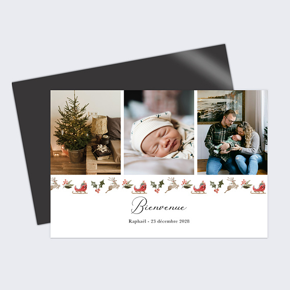Faire part naissance Noël Frise