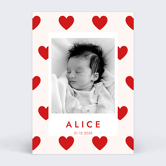 Faire part naissance Coeurs