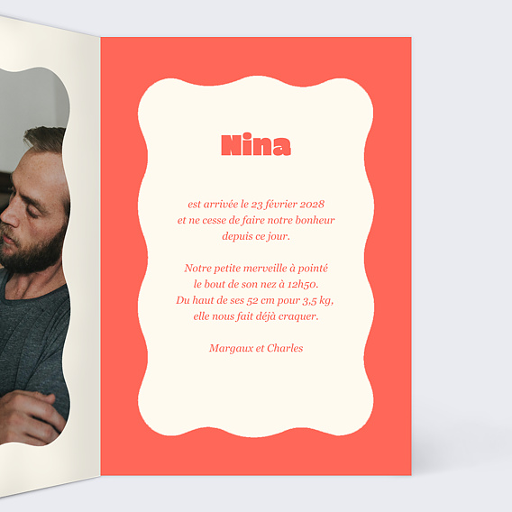 Faire part naissance Rayure nuage Intérieur Droit