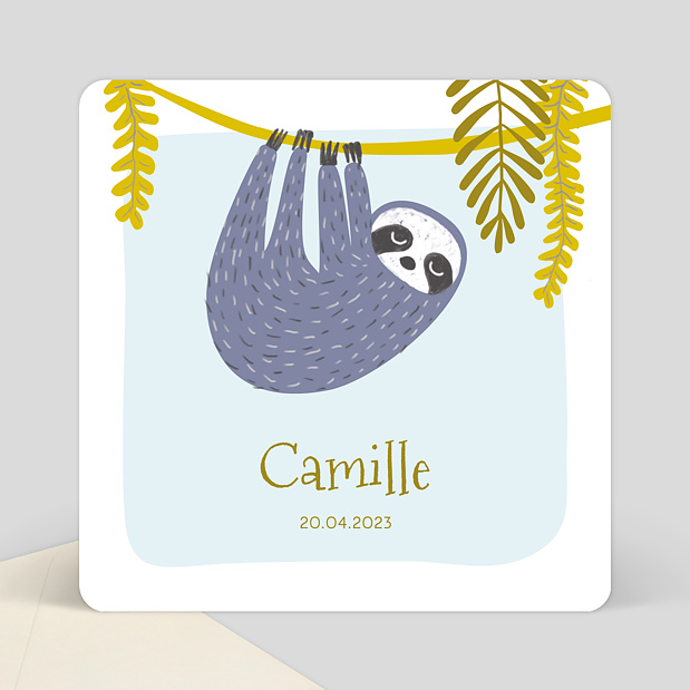 Faire-part de naissance Paresseux original