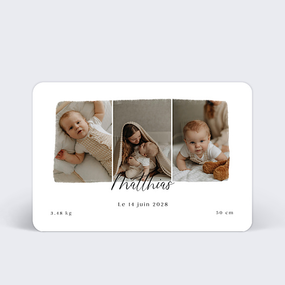 Faire-part Naissance Triptyque Moderne