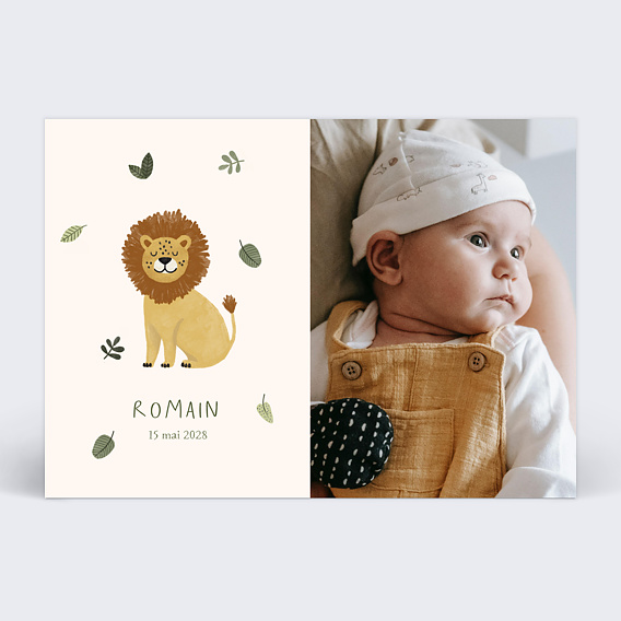 Faire part naissance Petit Lion Photo Recto