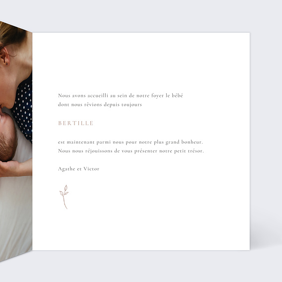 Faire part naissance Petite Brindille Intérieur Droit