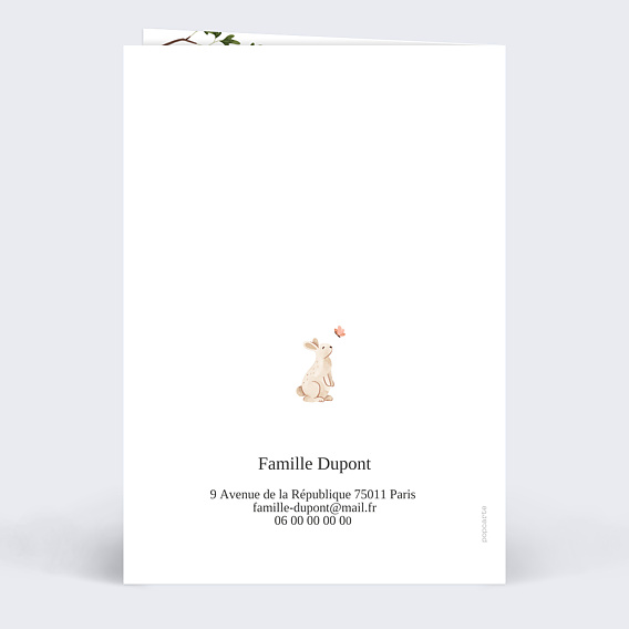 Faire part naissance Forêt Enchantée Verso