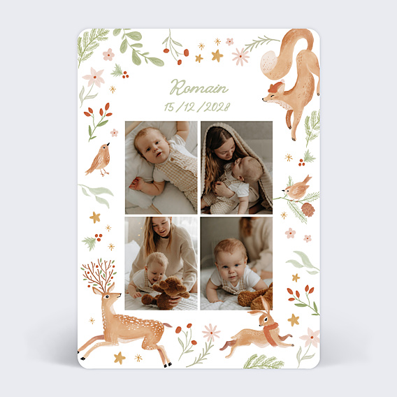 Faire part naissance Forêt de Noël