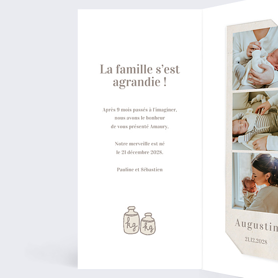 Faire-part Naissance Pictos Douceur de Lin