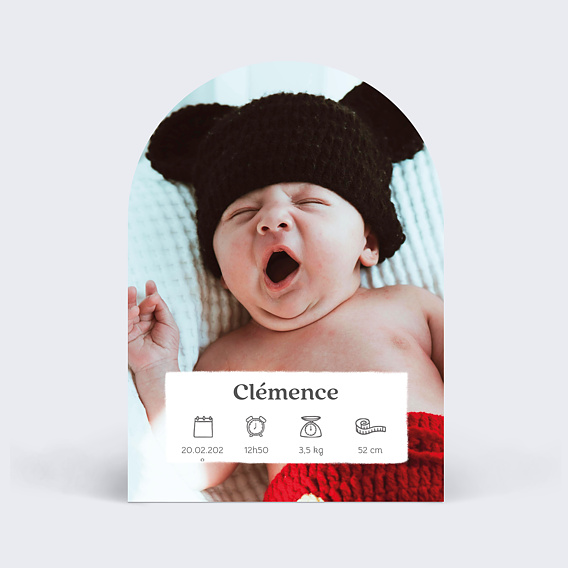 Faire part naissance Etiquette pictos