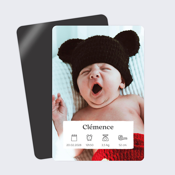 Faire part naissance Etiquette pictos