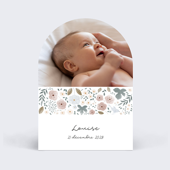 Faire part naissance Frise Fleurie