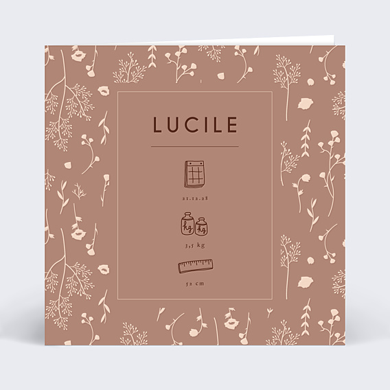 Faire-part Naissance Motif fleurs et teracotta