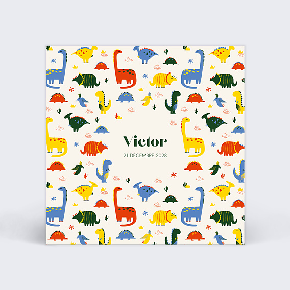 Faire part naissance Motif Dinosaure
